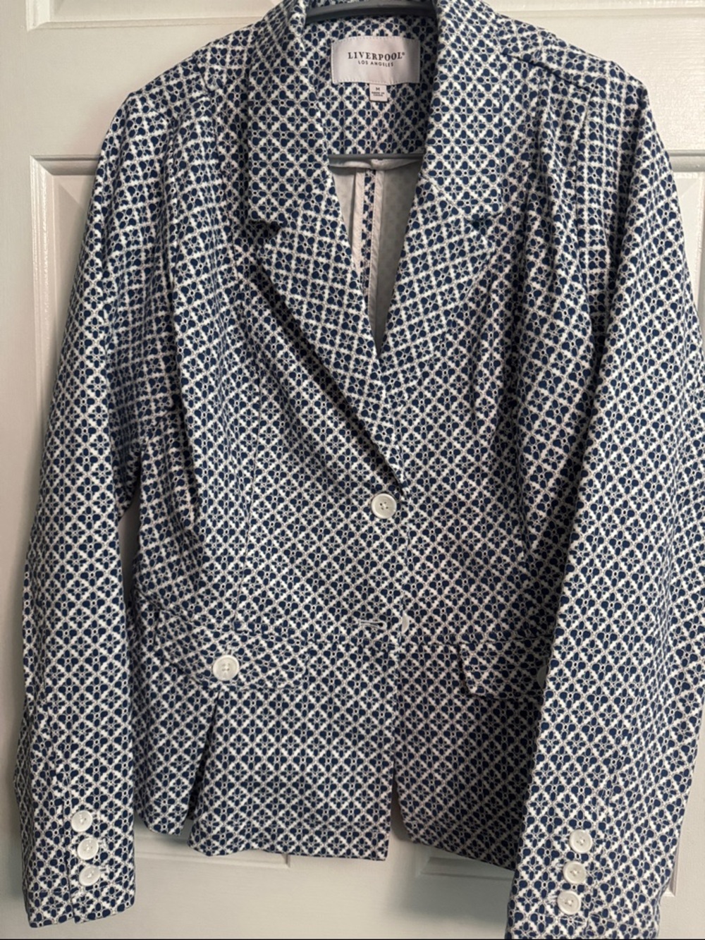 Liverpool Navy and White Geometric Blazer